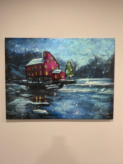 Winter Gleam at the Crimson Mill XXXL Original