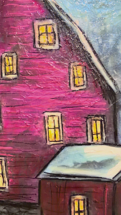 Winter Gleam at the Crimson Mill XXXL Original