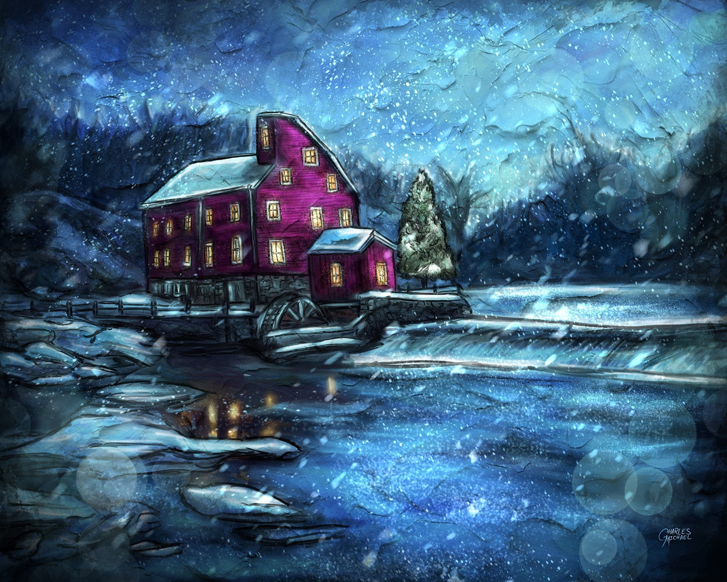 Winter Gleam at the Crimson Mill